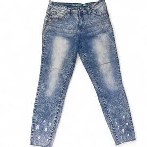 Acid wash blue distressed‎ skinny Jeans YMI size 11 Junior girls retro